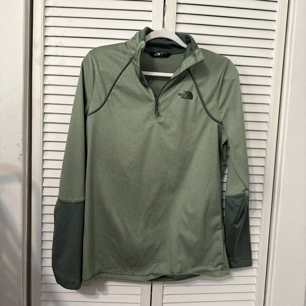 The North Face 1/4 Zip Pullover Shirt Large Green  Lightweight Outdoors